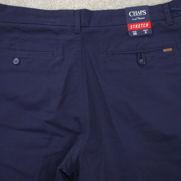 Chaps Shorts Mens 36 Blue Stretch Twill Straight Leg Bermuda Flat Front Casual - Picture 9 of 10